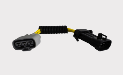 REVOLT voltage regulator wiring harness by DGT Agri, yellow lead with gray 3-pin and black 2-pin connectors