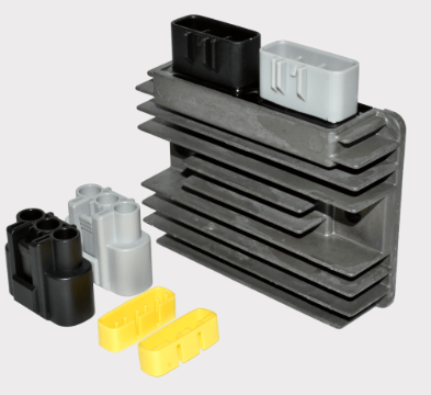 Regulator rectifier by DGT Agri for Can-Am Ryker 600/900 ACE EFI with heat sink and gray/black connectors