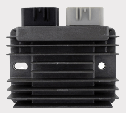 Regulator rectifier for Can-Am Ryker 600/900 ACE EFI by DGT Agri; black finned heatsink with dual connectors