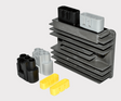 Regulator rectifier for Kawasaki Mule SX EFI by DGT Agri; black heatsink with white and black connectors