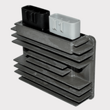 Regulator rectifier for Kawasaki Mule SX EFI by DGT Agri, featuring black and gray connectors and a stacked heatsink.