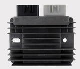 Regulator Rectifier for Kawasaki KAF400 Mule SX EFI by DGT Agri, black finned heatsink with dual-top connectors