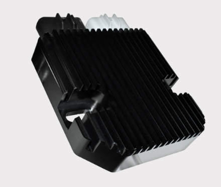 DGT Agri REVOLT regulator rectifier with black finned heatsink for motorcycles