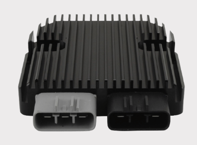 REVOLT Regulator Rectifier by DGT Agri for Polaris 330-700cc; black aluminum heatsink with dual connectors
