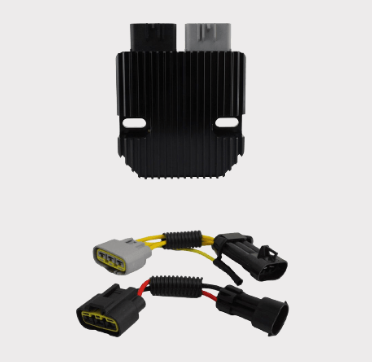 REVOLT Regulator Rectifier by DGT Agri, black finned regulator with dual harnesses for Polaris ATV models