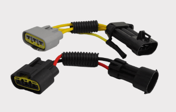 DGT Agri REVOLT regulator/rectifier with wiring harness and dual connectors; gray/black plugs with red and yellow wires