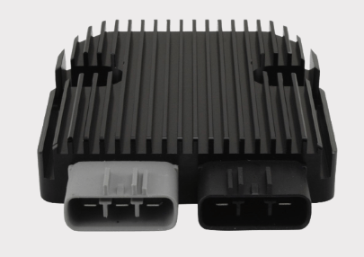 REVOLT Regulator Rectifier by DGT Agri for Polaris ATV; black finned heatsink, dual connectors