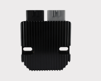 REVOLT regulator rectifier for Honda TRX300 ATV, black finned aluminum with dual connectors by DGT Agri