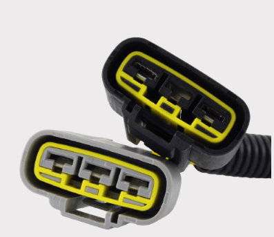 REVOLT regulator/rectifier plug connectors, pair with yellow seals, black and gray housings