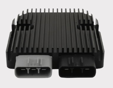 REVOLT Regulator Rectifier with black heatsink and dual gray and black 4-pin connectors