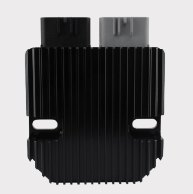 DGT Agri REVOLT regulator/rectifier, black finned heatsink, dual connectors for Arctic Cat/Suzuki ATVs (2000–2010)