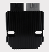 REVOLT regulator rectifier with black finned heatsink and dual top connectors for motorcycles