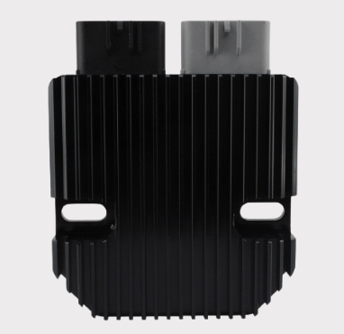 REVOLT regulator rectifier for Ducati/Honda/Suzuki motorcycles with black finned heatsink and dual top connectors