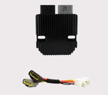 REVOLT Regulator Rectifier with wiring harness for Triumph Daytona 675/675 R, black finned housing, DGT Agri