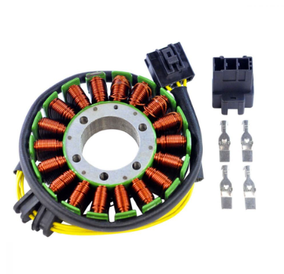 Stator coil assembly with copper windings and aluminium hub, MOSFET regulator/rectifier kit with six terminals for Honda VFR800.
