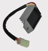 Regulator Rectifier for Honda CRF250X, black housing, silver mount, red/yellow wires, white plug