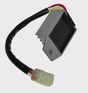 Regulator Rectifier for Honda CRF250X, black housing, silver mount, red/yellow wires, white plug