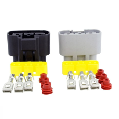 65A MOSFET voltage regulator pair by DGT Agri with dual plug housings and metal terminals