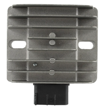 Voltage Regulator Rectifier by DGT Agri for Kawasaki Mule KAF400 (2007–2021); gray metal housing with cooling fins