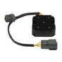 Regulator rectifier for Arctic Cat DVX 250/300 ATV by DGT Agri, black finned heat sink with gray and yellow connectors