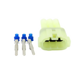 Regulator/rectifier 4-pin connector for Honda TRX90 (TRX90EX/TRX90X), yellow housing with blue terminals