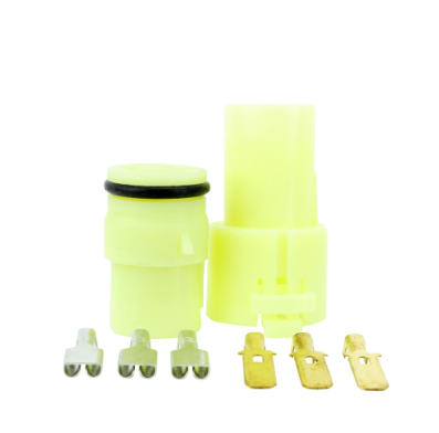 Regulator rectifier kit by DGT Agri for Honda TRX350 Foreman ATV; yellow connector housing and eight metal terminals