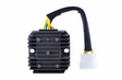Regulator rectifier for ATV with black heatsink, multicolor wires, and a white multi-pin connector
