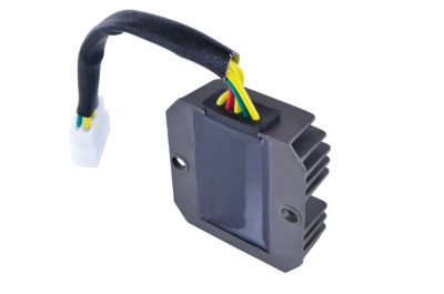 Regulator Rectifier for Polaris Outlaw 110 / Sportsman 110 / RZR 170 ATV by DGT Agri, black finned heatsink module.