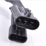 MOSFET regulator/rectifier connector set for Polaris RZR/Ranger, black plastic, includes 4-pin and 2-pin plugs, by DGT Agri.