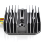 Voltage regulator for Honda TRX300/TRX300FW ATV, black finned heatsink with wiring harness
