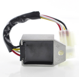 Regulator rectifier for Arctic Cat ATVs (DVX 50/90, Alterra 90) with metal housing and red, white, yellow wires