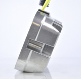 MOSFET regulator rectifier with metal housing and yellow wiring harness.