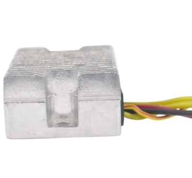 DGT Agri MOSFET regulator rectifier module, silver metal block with yellow, red, and black wires.
