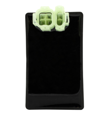 CDI module for Honda TRX300/TRX300FW; black rectangular unit with lime-green two-pin connectors