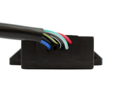 CDI module for Kawasaki KLF220 Bayou 220 ATV, black plastic housing with multicolor wiring
