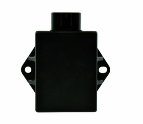 CDI module for Polaris Predator 500 ATV, black rectangular unit with side mounting flanges and top connector.