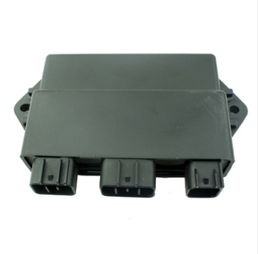 Black plastic high-performance CDI module for Yamaha YFM400 Grizzly/Kodiak ATV (2005–2008) with three connector plugs.