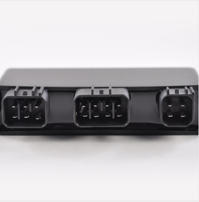 High performance CDI module for Yamaha YFM400 Grizzly/Kodiak ATV, DGT Agri, black plastic with three connector ports.