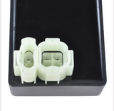Performance CDI Module connector, white plastic dual-pin harness plug in black housing