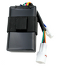 CDI module Kawasaki KLF300 Bayou B/C ATV, black housing with multi-color wiring and white connectors