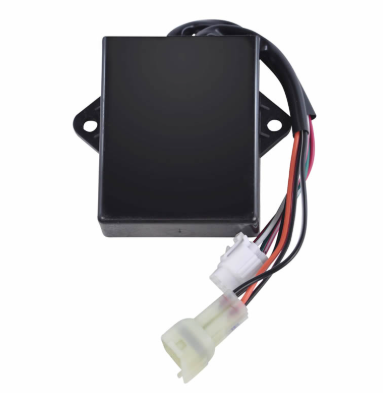 Performance CDI Module for Yamaha YFZ350 Banshee ATV by DGT Agri, black housing with mounting ears and white connectors