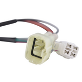 Performance CDI module connector for Yamaha YFZ350 Banshee ATV by DGT Agri, white plug with red and black wires.