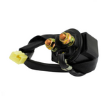 Starter relay solenoid for Yamaha YFM90 Raptor ATV, black module with two brass terminals and yellow connector.