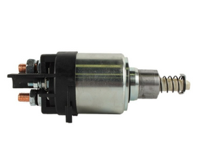 Starter solenoid for John Deere tractors, 12V, metal body with black mounting bracket and copper terminal posts