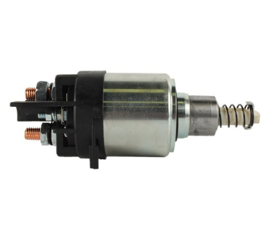 Starter solenoid for John Deere tractors, 12V, metal body with black mounting bracket and copper terminal posts