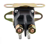 Universal 4-Pole Starter Solenoid for small engines with black housing, brass terminals and mounting bracket.
