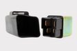 Two-piece starter relay for Arctic Cat and Kymco, black plastic housing with metal terminal connectors