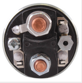Starter motor solenoid, 12V 3-terminal, black housing with copper terminals