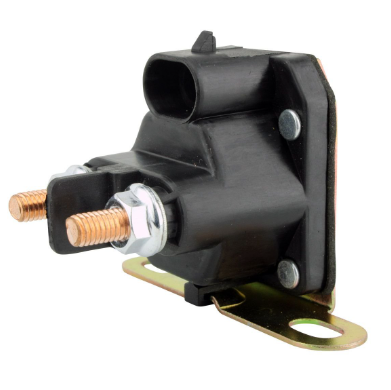 Starter solenoid, DGT Agri, black housing with copper stud terminals and mounting tab