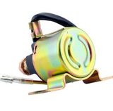 Starter solenoid with rainbow zinc finish, mounting tabs and wire connector